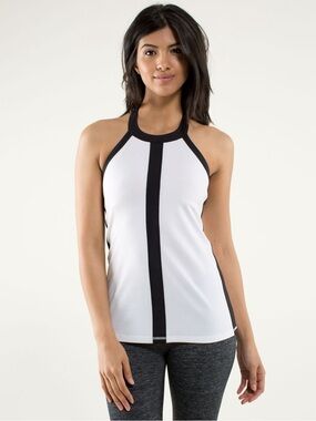 lululemon athletica White Halter Tank with Black Contrast Trim